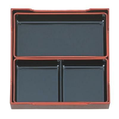 松花堂 7寸松花堂用2枚仕切黒天朱