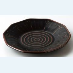 柚子黒天目 十角７．５皿