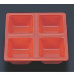 松花堂 D.X4ツ仕切角鉢柿釉