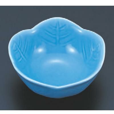 松花堂 葉型深鉢ブルー