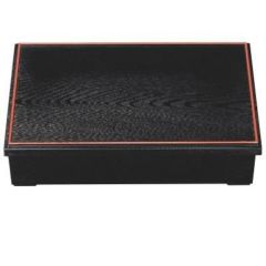 松花堂 ニュー尺3寸深型長手木目松花堂黒渕朱内底ノンスリップ加工