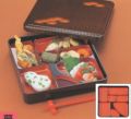 弁当箱 尺1寸角弁当新若松パール(朱天黒仕切付)