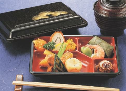 弁当箱 7寸副食入れ梨地若松内朱