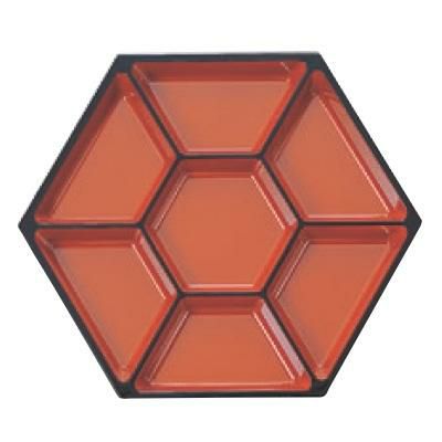 松花堂 尺2寸布目六角松花堂仕切朱天黒