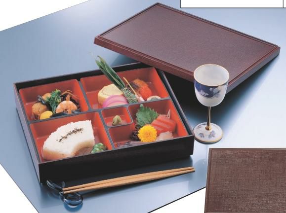 松花堂 尺1寸長手布目松花堂溜(仕切別)