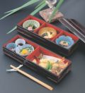 弁当箱 宴弁当用タレ付溜ヘギ目内朱