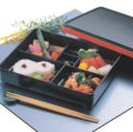 弁当箱 8.5寸長手舞子弁当黒千筋渕朱(固定仕切)