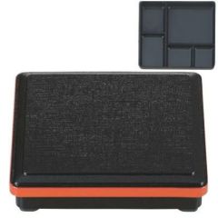 松花堂  7寸長手布目松花堂黒渕朱(固定仕切)  幅204 奥行180 高さ54