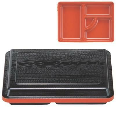 弁当箱 行楽弁当黒新木目渕朱内朱