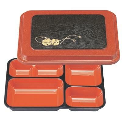 弁当箱 T-182(大)9寸長手副食弁当パール鈴内朱