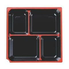 松花堂 7.5寸泉重松花堂用4ツ仕切黒天朱