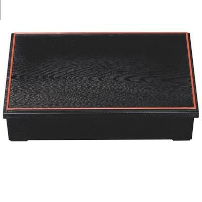 松花堂 ニュー尺3寸深型長手木目松花堂黒渕朱