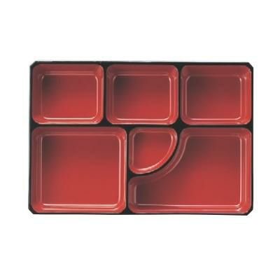 松花堂 尺0寸長手隅丸・隅切松花堂用D.X仕切朱天黒