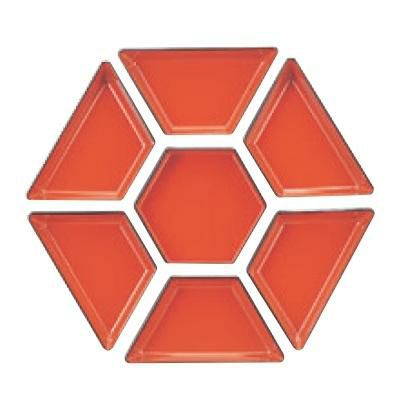 松花堂 尺2寸布目六角松花堂新仕切朱天黒