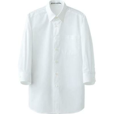 七分袖ボタンダウンシャツ（男女兼用）サイズ：SS～5L カラー：ネイビー,ブラウン,ブラック,ベージュ,ホワイト