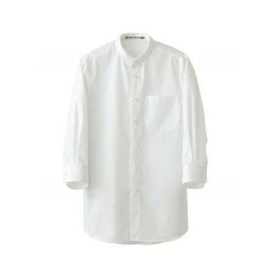 七分袖スタンドカラーシャツ（男女兼用）サイズ：SS～5L カラー：ネイビー,ブラウン,ブラック,ベージュ,ホワイト