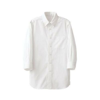 7分袖ボタンダウンシャツ（男女兼用）サイズ：SS～5L カラー：ネイビー,ホワイト