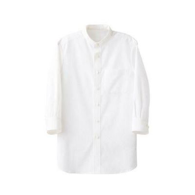 7分袖スタンドカラーシャツ（男女兼用）サイズ：SS～5L カラー：ネイビー,ホワイト