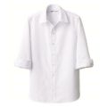 7分袖スキッパーカラーシャツ（男女兼用）サイズ：SS～3L カラー：サックス,ブラウン,ブラック,ホワイト
