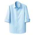 7分袖スキッパーカラーシャツ（男女兼用）サイズ：SS～3L カラー：サックス,ブラウン,ブラック,ホワイト