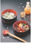 弁当箱 田吾作弁当黒朱ライン内朱 深親