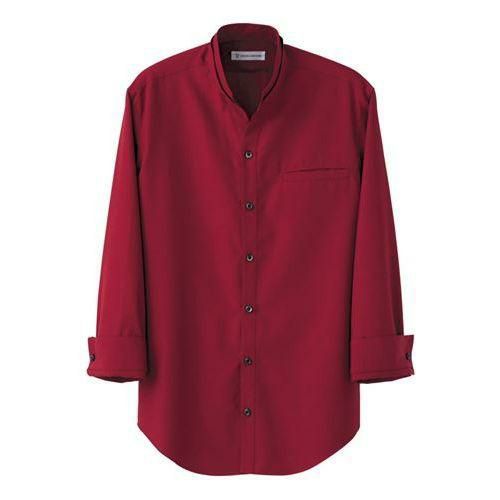 スキッパースタンドカラーシャツ(男女兼用）サイズ：SS～3L カラー：エンジ,ブラック,ホワイト