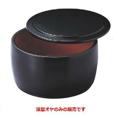 寿司桶 D.X4寸タイコミニ桶黒刷毛目内朱深型オヤ