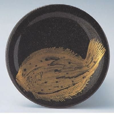 回転寿司皿 寿司皿梨地金ヒラメ