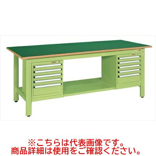 KK-69FSL52 【サカエ】【固定式】軽量作業台KKタイプ(スモールキャビネット付) 幅1800×奥行750×高さ740mm