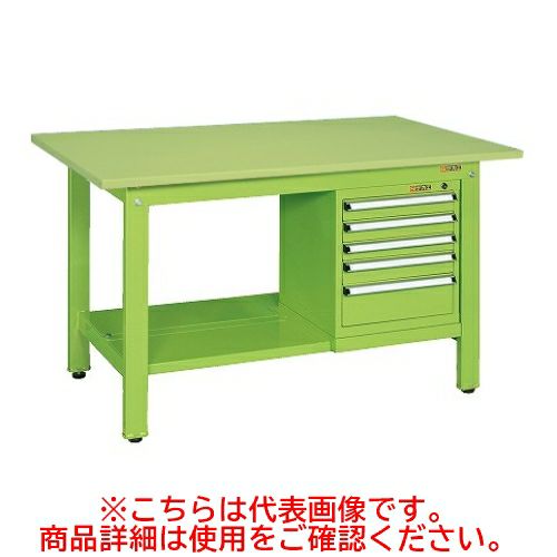 KK-49SSL5 【サカエ】【固定式】軽量作業台KKタイプ(スモールキャビネット付) 幅1200×奥行750×高さ740mm