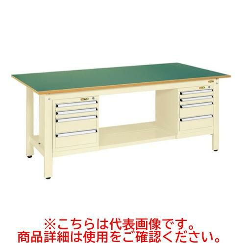 KK-69FSL42IG 【サカエ】【固定式】軽量作業台KKタイプ(スモールキャビネット付) 幅1800×奥行750×高さ740mm