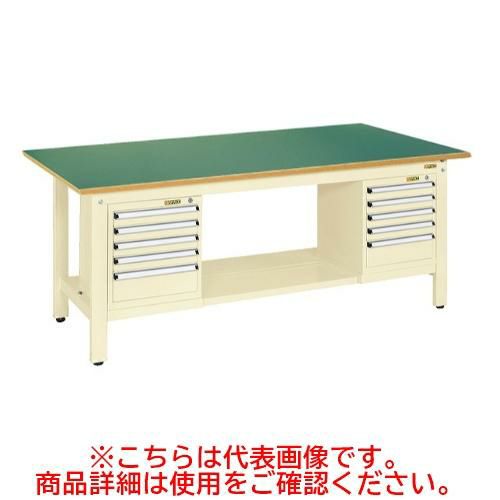 KK-69FSL52IG 【サカエ】【固定式】軽量作業台KKタイプ(スモールキャビネット付) 幅1800×奥行750×高さ740mm