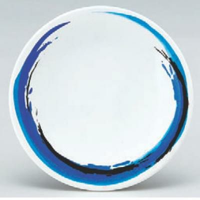 回転寿司皿 寿司皿青一筆  高さ21 直径:150 (業務用食器)