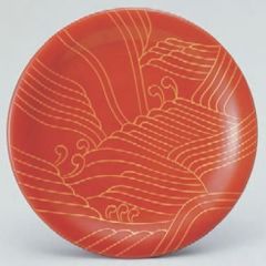 回転寿司皿 寿司皿朱にさざ波