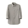 7分袖ボタンダウンニットシャツ（男女兼用）サイズ：SS～5L カラー：ホワイト×グレー,ホワイト×ブルー,ホワイト×ベージュ