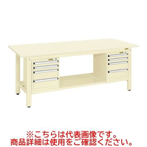 KK-69SSL42I 【サカエ】【固定式】軽量作業台KKタイプ(スモールキャビネット付) 幅1800×奥行750×高さ740mm