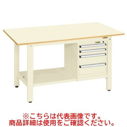 KK-59PSL4I 【サカエ】【固定式】軽量作業台KKタイプ(スモールキャビネット付) 幅1500×奥行750×高さ740mm
