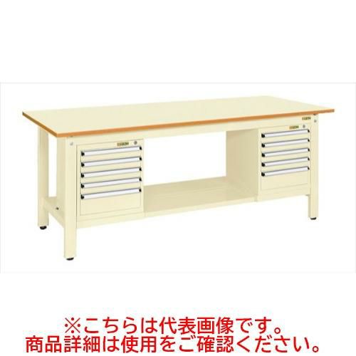 KK-69PSL52I 【サカエ】【固定式】軽量作業台KKタイプ(スモールキャビネット付) 幅1800×奥行750×高さ740mm
