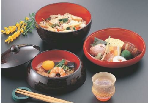 弁当箱 (大)鈴弁当刷毛目内朱