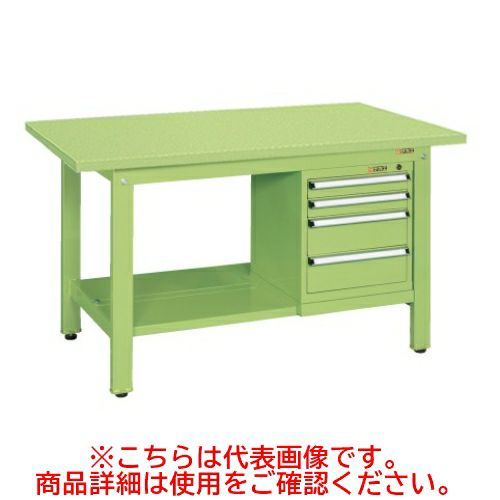 KK-59SSL4 【サカエ】【固定式】軽量作業台KKタイプ(スモールキャビネット付) 幅1500×奥行750×高さ740mm