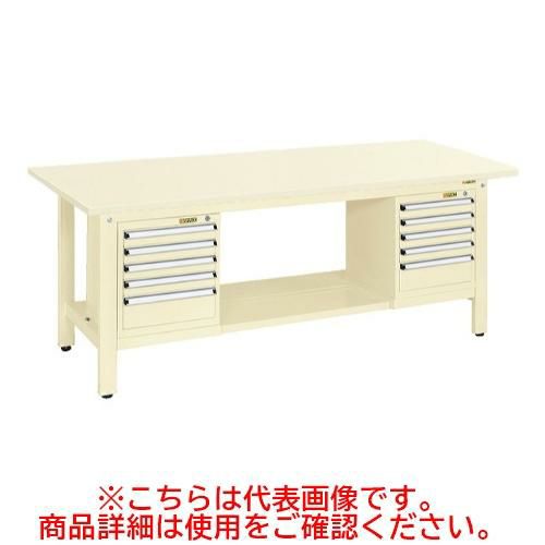 KK-69SSL52I 【サカエ】【固定式】軽量作業台KKタイプ(スモールキャビネット付) 幅1800×奥行750×高さ740mm