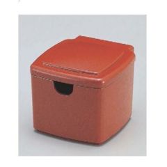 ガリ入れ 隅丸ガリ入れ朱刷毛目(切込有)