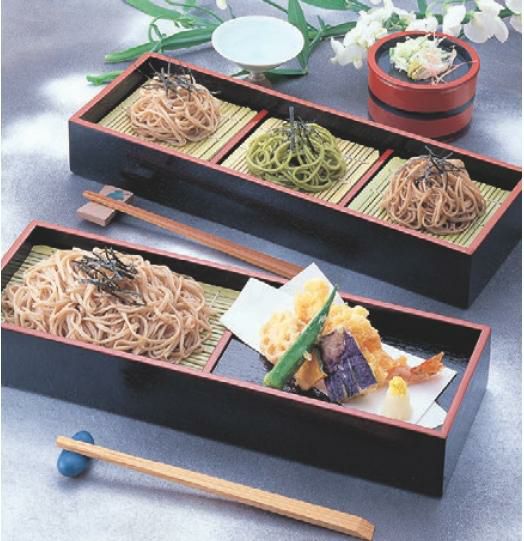 そば器 そば両面プレート黒天朱本体(仕切付)