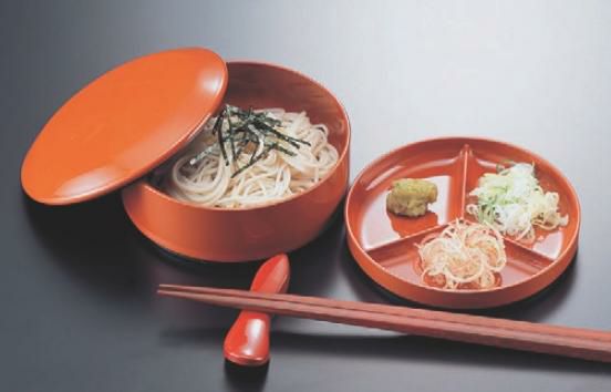 そば器  割子そば朱本体  高さ40 直径:118