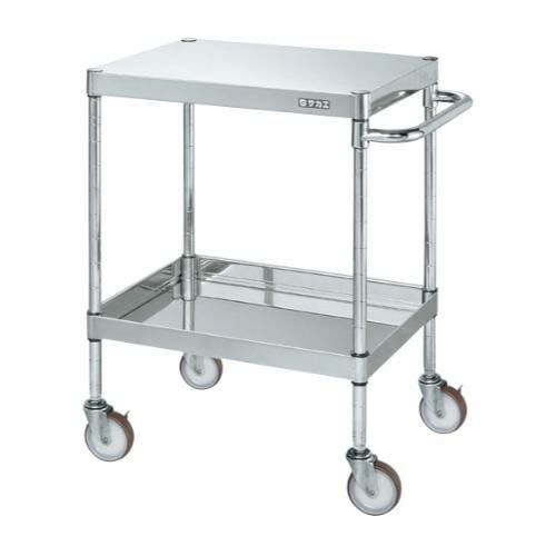 【移動式】【サカエ】ステンレスCSパールワゴン(H800mm・棚板2段) CSP4-6482NU 幅600×奥行450×高さ800mm