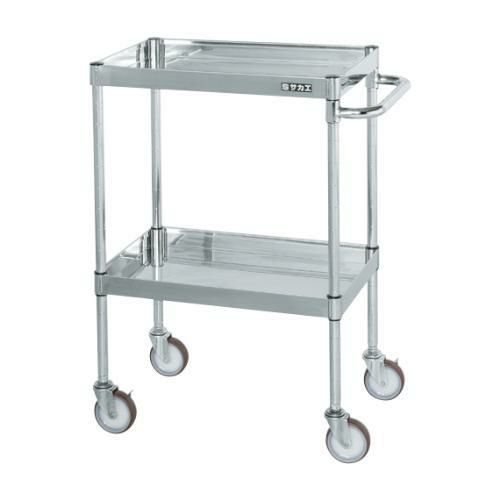 【移動式】【サカエ】ステンレスCSパールワゴン(H880mm・棚板2段) CSP4-6082NU 幅600×奥行400×高さ880mm
