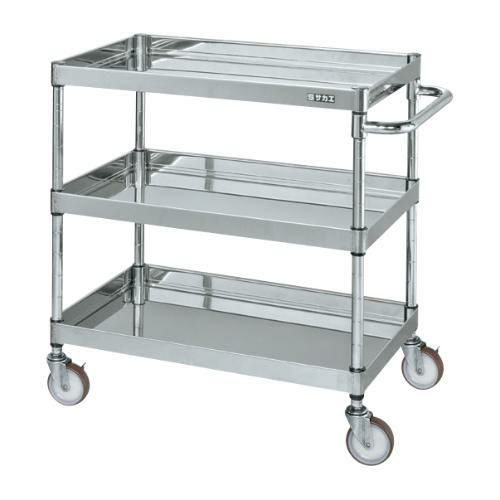 【移動式】【サカエ】ステンレスCSパールワゴン(H800mm・棚板3段) CSP4-6483NU 幅600×奥行450×高さ800mm