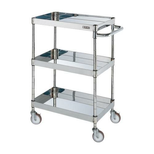【移動式】【サカエ】ステンレスCSパールワゴン(H880mm・棚板3段) CSP4-7583NU 幅750×奥行500×高さ880mm