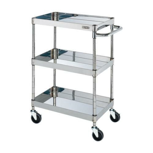 【移動式】【サカエ】ステンレスCSパールワゴン(H880mm・棚板3段) CSP4-6083SE 幅600×奥行400×高さ880mm
