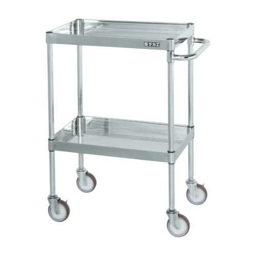 【移動式】【サカエ】ステンレスCSパールワゴン(H880mm・棚板2段) CSP3-9082NU 幅900×奥行600×高さ880mm